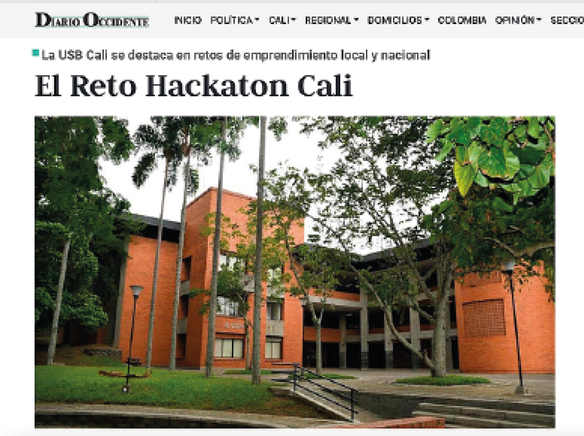 Publicación de Diario Occidente sobre El Reto Hackaton Cali